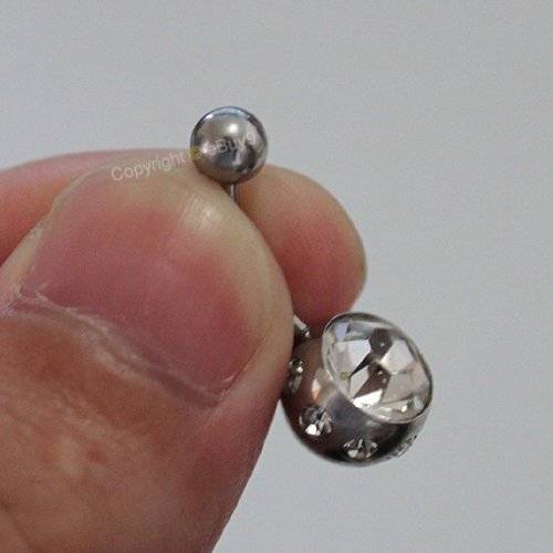 Thenice 5 Pcs 16g Big Crystal Ball Needle Navel Rings Stud Body Piercing - Thumbnail 3