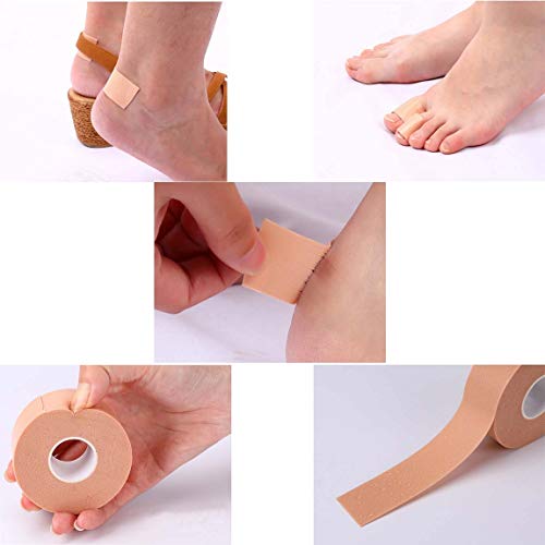 DRADUO Foot Care Sticker, Heel Tape Heel Grips Protector, Waterproof Adhesive Foam Blister Tape to Prevent Blister Chafing and Friction, 1 Roll 195 Inches Long