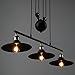 Industrial Vintage Retro Linear Chandelier - LITFAD 35'' Wide Edison Metal Hanging Ceiling Light Gorgeous Pendant Light Island Light Fixture Black Finish with 3 Lights