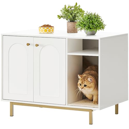 Hzuaneri Cat Litter Box Enclosure, Hidden Litter Box Furniture