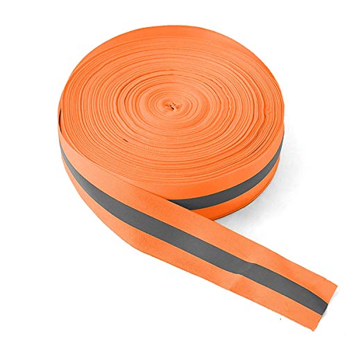 High Visibility Reflective Tape Strip, Fabric Florescent Reflective Safety Tape Sew-on Warning Safety Trim (Orange, 0.98in0.39in)