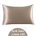 ZIMASILK 100% Pure Mulberry Silk Pillowcase for Hair and Skin Health,Soft and Smooth,Both Sides Premium Grade 6A Silk,600 Thread Count,with Hidden Zipper,1pc (King 20''x36'',Taupe)