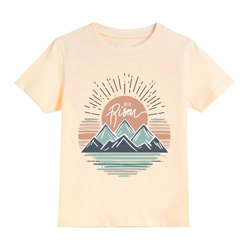 Kachibud Toddler Girls Boys He is Risen Day Shirts Cotton Beige Tees Short Sleeve Funny Christian Tops Bible Verse Easter T-Shirts 6T at Amazon