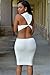 Cfanny Women's Cut Out Back Bodycon Dress Clubwear,White,Medium