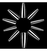 Makartt Coffin Nail Tips 500pcs Press on Nails Long Ballerina Nails Clear Acrylic Nails Soak Off ...