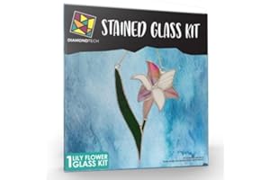 RAINBOW ART GLASS Lily Flower Pre-Cut Stained Glass Kit-Make Your own Beautiful Glass Project.