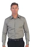 Stuido 10 Mens Premium Cotton Slim Fit Dress Shirt, Dark Gray, X Large 36/37
