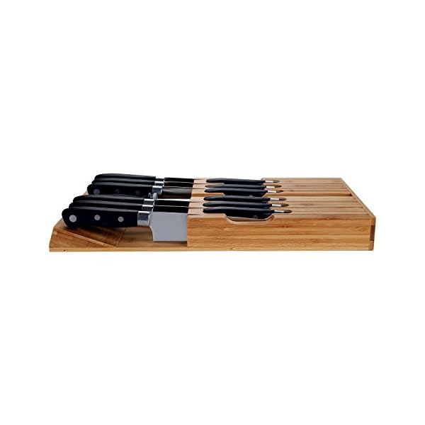 Utoplike InDrawer Bamboo knife block Drawer Knife Organizer and Holder