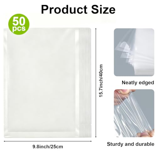 Vacuum Sealer Storage Bags for Food Sealing Machine, 25x40cm Large Sous Vide Freezer Bag with Commercial Grade, BPA Free, Heavy Duty, Meal Prep Cooking, (50 Pack)