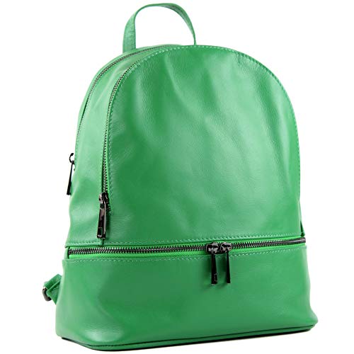 modamoda de - ital Sac à dos pour femme en cuir Nappa T137, Colour:Leaf Green