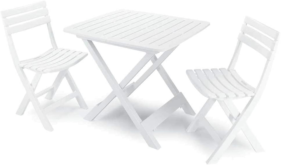 PRO GARDEN Conjunto de Terraza Plegable de 2 Sillas y Mesa Camping Blanca Progarden