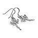 925 Oxidized Sterling Silver Vintage Open Detailed Filigree Dangling Dangle Hook Earrings 1.3