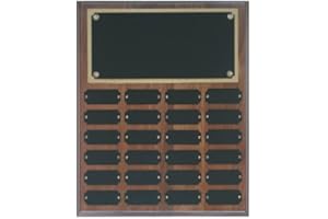 East Coast Trophies & Awards LLC 24 Plate Perpetual Plaque 15"x12" Free Custom Engraving Genuine Walnut with Black Plates