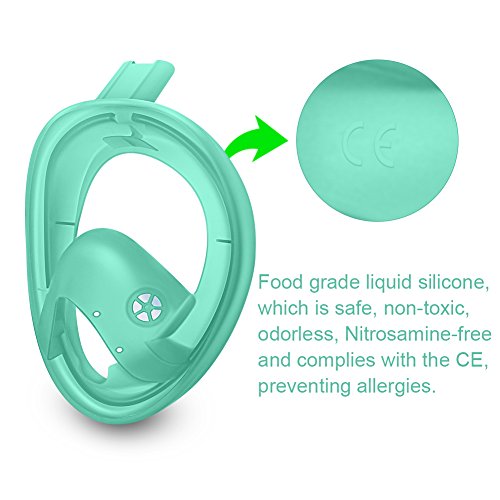 BFULL Newest Version Full Face Easy Breath Snorkel Mask 180° Panoramic Sea View Anti-fog Anti-leak Snorkeling Mask with Action Camera Mount and Soft Adjustable Head Straps For Kids and Adults - Thumbnail 4