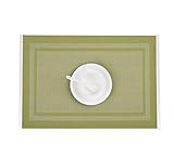 Table Mats with Stainless Steel Edge Cover Both Sides (Set of 6), EgoEra Place Mats Sets Table Place Dinner Mats Washable Plastic Vinyl Table Mats for Dining / Kitchen Table, 4530cm, Green
