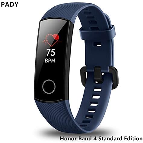 Huawei Honor Band 4 6-Axis Inertial Heart Rate Monitor Infrared Light Wear Detection Sensor Full Touch AMOLED Color Screen Home Button All-in-One Activity Tracker 5ATM Waterproof (Midnight blue)