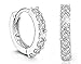 Women Jewelry 925 Round Hoop Earrings Diamond Rhinestones Sterling Silver Earrings Studs Set