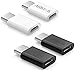 ARKTEK USB-C Adapter, Mini Aluminum Mico USB (Female) to USB C (Male) Syncing Data Transfer and Charging Converter for Chromebook Galaxy S10 Note 9, Pixel 3 and More (Black/White, Pack of 4) primary