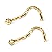 Ruifan 20G(0.8MM) 316L Surgical Steel Curved Nose Stud Ring Twister Screws with 2MM Ball Piercing Jewelry 2PCS - Gold