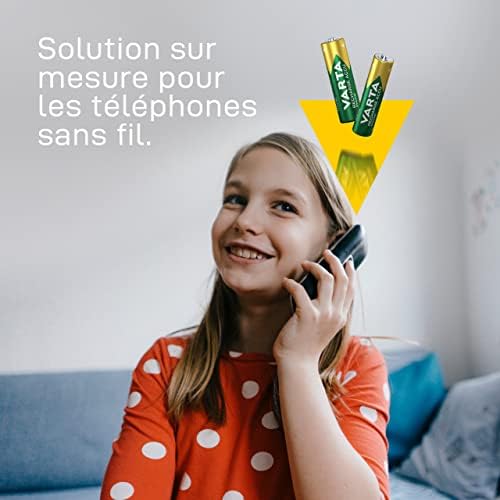 Piles AAA, rechargeables, lot de 4, Recharge Accu Phone, 800 mAh Ni-MH, prêtes à l'emploi, adaptées aux téléphones sans fil