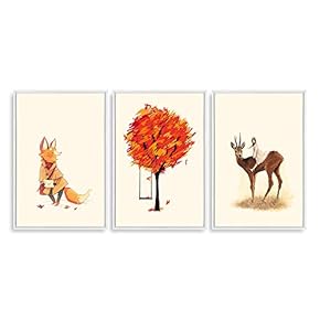 Framed Canvas Wall Art for Living Room, Bedroom Cute Animals Baby Room Canvas Prints for Home Decoration Ready to Hanging - 16"x24"x3 Panels