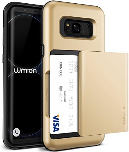 Galaxy S8 Plus Case, [Semi-auto Sliding] Card Slot Holder Wallet ID Cover Heavy Duty Protective Slim Thin Fit Armor Defender for Samsung Galaxy S8 Plus (2017) by Lumion (D.Glide - Gold Sand)