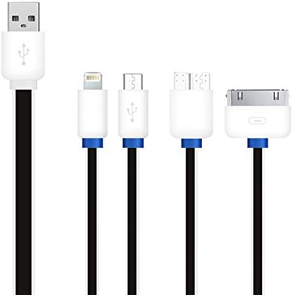 Charging Cable,Ourkens Premium Quality 3ft 4 in 1 Multiple Universal USB Charging Cable with 8 Pin Lighting / 30 Pin / Micro USB / Mini USB Ports for Iphone 4s 5 5s 6 6s Plus,Ipad 2 3 4 Mini Air,Samsung Galaxy S3 S4 S5 S6 HTC LG and most Android Smartphones(4 in 1 Black)