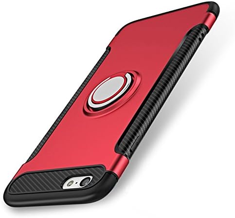 iPhone 6S Case, Armor Slim Shock-Absorption Bumper Dual Layer Protection Case Cover iPhone 6/6S With 360 Dgree Rotation Built-in Kickstand - Red