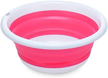 Collapsible Dish Tub,PerHomeAid Multi-purpose Lightweight Round Collapsible Wash Sink Basin,BPA-Free,Great for Home,Bathroom, Outdoor Camping Fishing(Red)