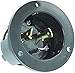 Journeyman-Pro 2615, NEMA L5-30 Flanged Inlet Generator Plug, 30A 125 Volt, Locking Receptacle Socket, Black Industrial Grade, Grounding 3750 Watts (No Cover Included)