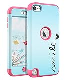TIANLI(TM) iPod Touch 6 Case,iPod Touch 5 Case,[Smile Pattern] Dual Layer Hybrid Protective Case and Impact Resistant Silicon Hard Case Cover for Apple iPod Touch 5 6th Generation,Rose Pink