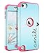 TIANLI(TM) iPod Touch 6 Case,iPod Touch 5 Case,[Smile Pattern] Dual Layer Hybrid Protective Case and Impact Resistant Silicon Hard Case Cover for Apple iPod Touch 5 6th Generation,Rose Pink
