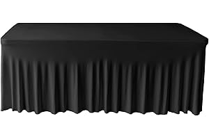Gowinex 6ft Black Spandex Table Skirt Spandex Tablecloth Stretch Fitted Table Cover for 72Lx30Wx30H Inch Rectangular Table