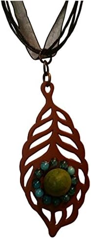 Mixed Media Serenity Leaf on a Black Ribbon Choker