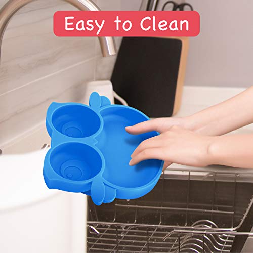 image for Kirecoo Owl Suction Silicone Plate for Toddlers - Self Feeding Trainin