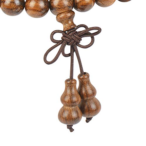 anzhongli mala Beads Bracelet 108 8mm Beaded Necklace Sandalwood Elastic (Gourd - Rosewood) - Thumbnail 3