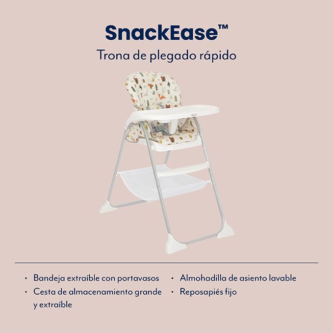 - SnackEase Seggiolone con chiusura rapida, reclinabile, da 6 mesi fino a circa 3 anni (max 15 kg), fantasia Nature Trail