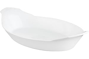 HIC Kitchen HIC Kitchen Oval Au Gratin Baking Dish Set, Fine White Porcelain, 10-Inch, Set of 4 Au Gratin Baking Dish Set, Fi