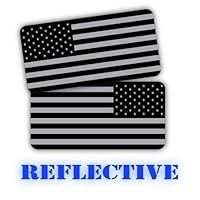 (x2) 3M REFLECTIVE Stealthy American Flag Hard Hat Stickers | Black Ops Decals | Tactical Gear Survival Labels | USA Flags Toolbox Helmet Patriotic Old Glory