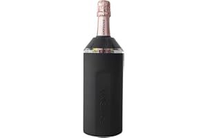 Vinglacé Wine Bottle Chiller- Portable Champagne Insulator- Stainless Steel Wine Cooler Sleeve, Black