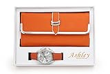 Women's Matching Watch & Wallet - Orange