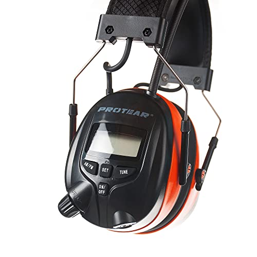 PROTEAR Digital AM FM Radio Headphones, 25dB NRR Ear Protection Safety