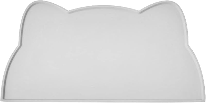 Septillar Cat Food Mat Silicone Non Slip Water Resistant 44x25cm Light Grey