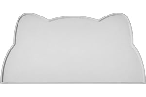 TOKAYIFE Cat Food Mat, Silicone Pet Feeding Mat for Floor Non-Slip Waterproof Dog Water Bowl Tray Cushion (17" x 10", Light Gray)