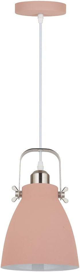 At Home Comforts Industrial Inspired Metal Single Drop Ceiling Pendant Light (Pink/Silver)