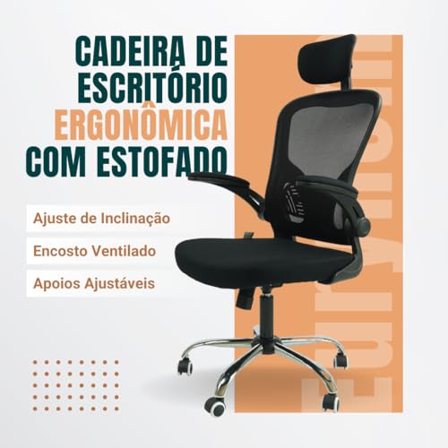 Cadeira Ergonômica Eurynom, Giratória, para Escritório e Home Office, com Encosto Reclinável (Modo Balanço), Braços Pivotantes, Apoio de Cabeça, Apoio Lombar (Azul Esverdeado)
