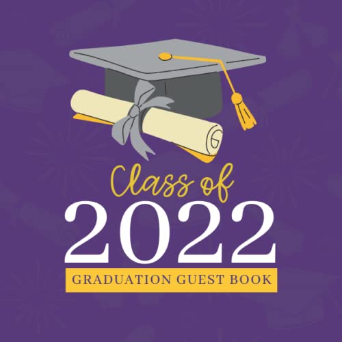 Class of 2022 Graduation Guest Book Purple and Gold Grad Party Guest