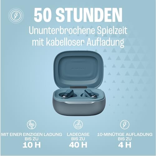 Live Flex 3, Wireless Earbud-Kopfhörer mit Bluetooth, 50 Stunden Akkulaufzeit, True Adaptive Noise Cancelling und hochauflösendem JBL Signature Sound, IP54 wasserfest, mit Ohrstöpseln, Blau