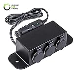 ONLINE LED STORE Automotive DC Power Outlet Extension [Heavy Duty] [12V-24V] [10 Amp] [in-Line Fuse] [Plug-N-Play] Car Triple Socket Cigarette Lighter Plug Switch Box