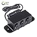 ONLINE LED STORE Automotive DC Power Outlet Extension [Heavy Duty] [12V-24V] [10 Amp] [in-Line Fuse] [Plug-N-Play] Car Triple Socket Cigarette Lighter Plug Switch Box